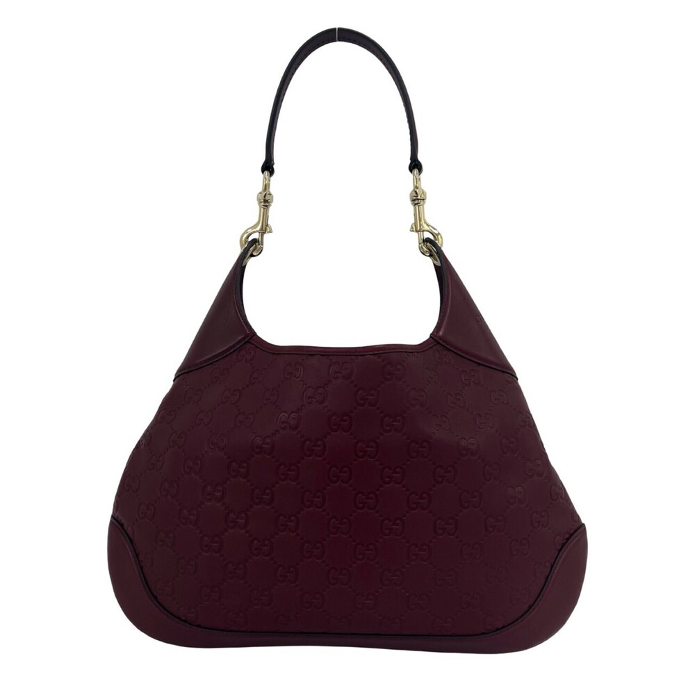 GUCCI Guccissima Gucci B Logo Engraved Leather Semi One-Shoulder Hobo Bag Win...